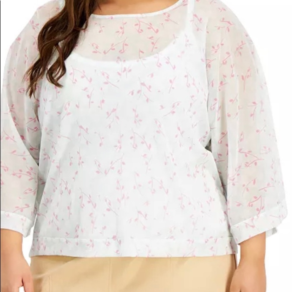 Plus Size Floral Print Top and Camisole